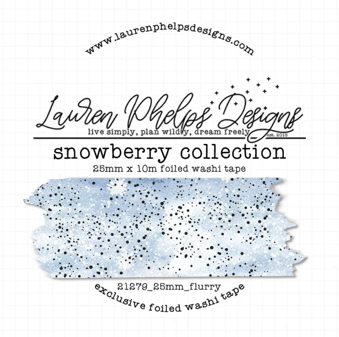 LAUREN PHELPS DESIGNS | SNOWBERRY: FLURRY FOILED WASHI, 25MM