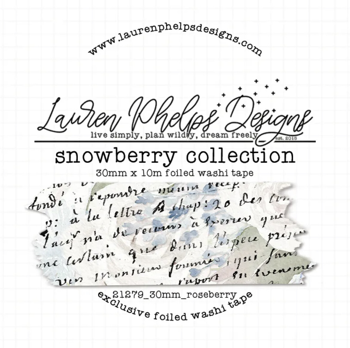 LAUREN PHELPS DESIGNS | SNOWBERRY: ROSEBERRY FOILED WASHI, 30MM