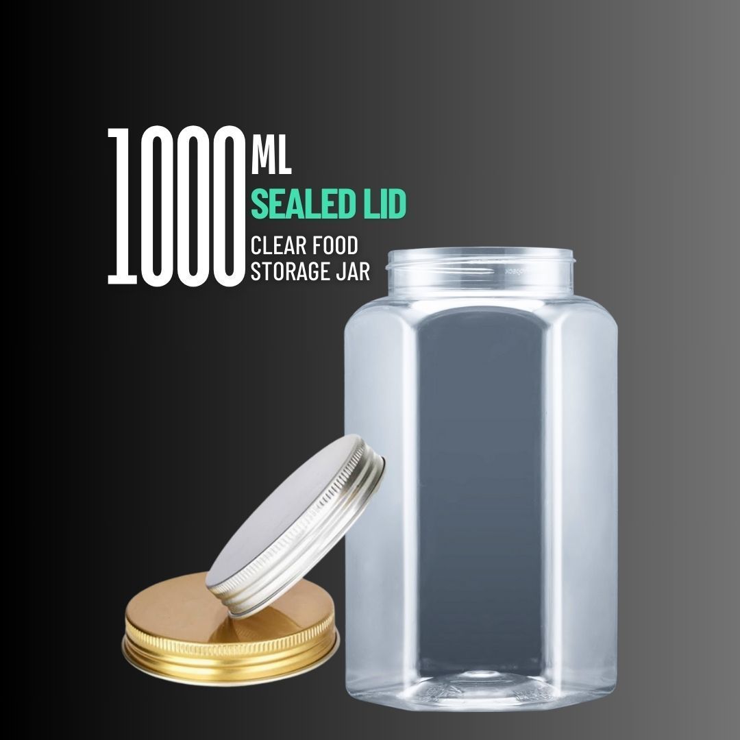 2 Boxes of 1000ml Jars with Silver Aluminium Lid (12 pcs)