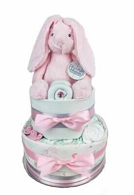 Two Tier Pink Bunny Nappy Cake