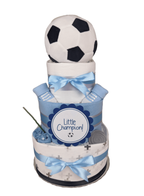 Three Tier My First Soccer Ball Nappy Cake