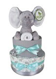 Two Tier Mint and Grey Elephant Nappy Cake