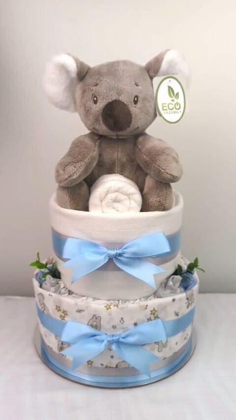 Two Tier Blue Koala Nappy Cake