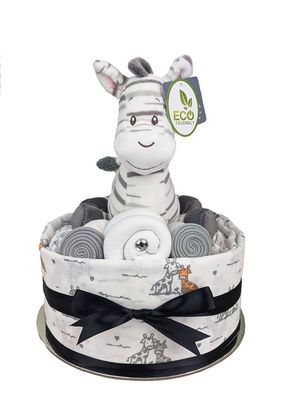 One Tier Zebra Nappy Cake