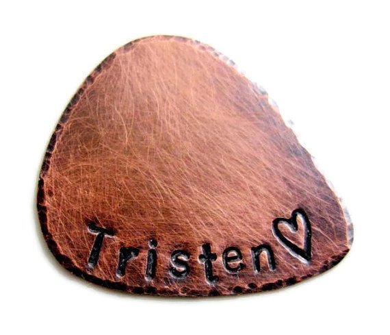 Guitar Pick copper: Personalized Hand Stamped