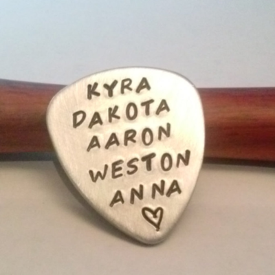 Guitar Pick Aluminum: Personalized Hand Stamped