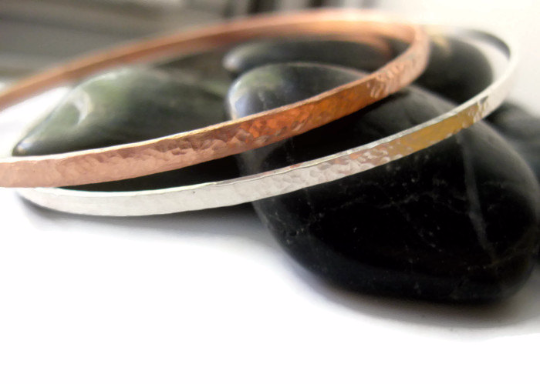 Bangle Bracelets Mixed Metals: Sterling Silver, Brass, and Copper 3mm