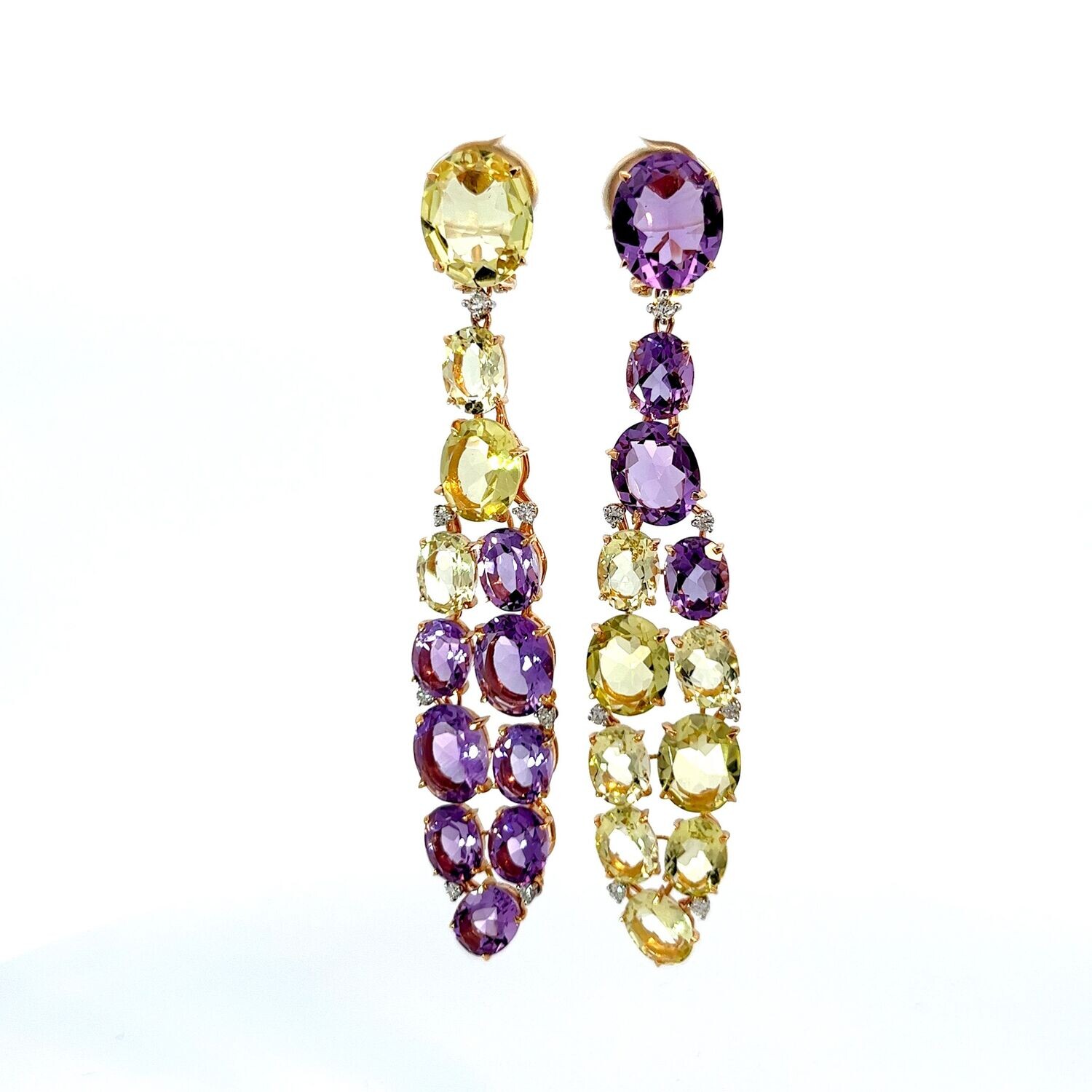 Lemon Quartz and Amethyst Earrings