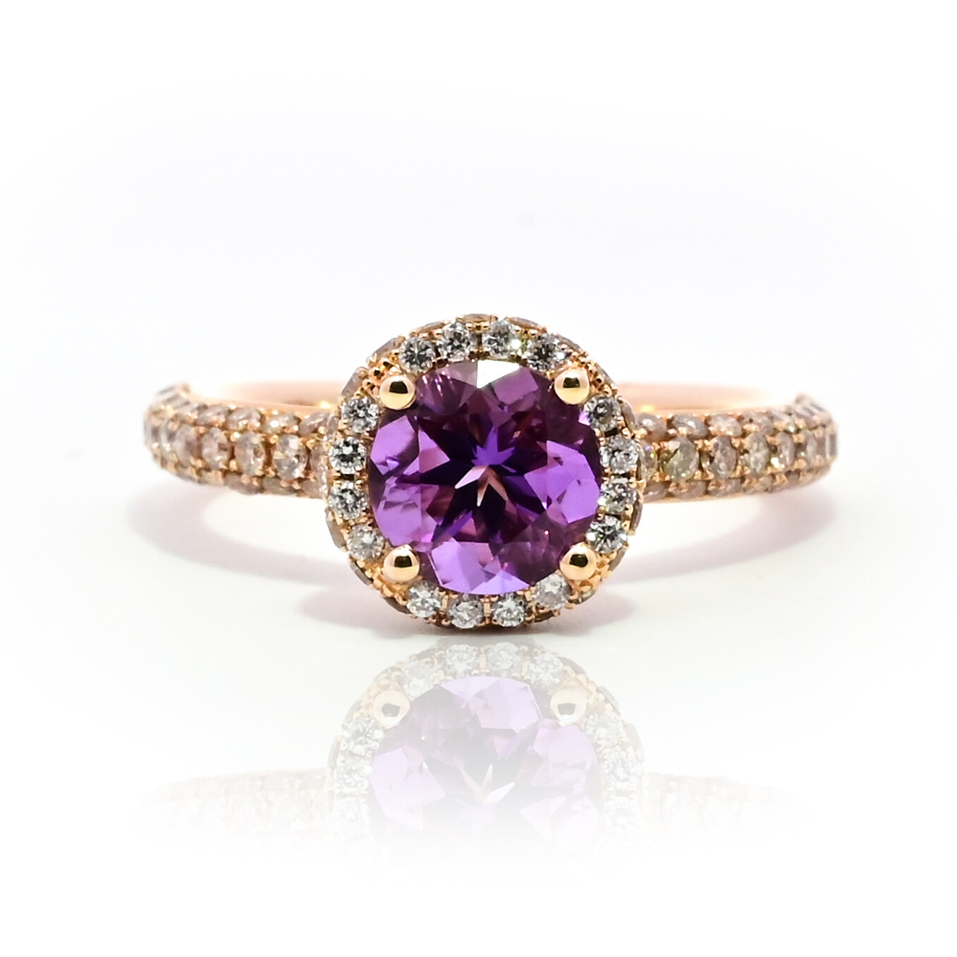 Rose Gold Amethyst and Diamond Ring