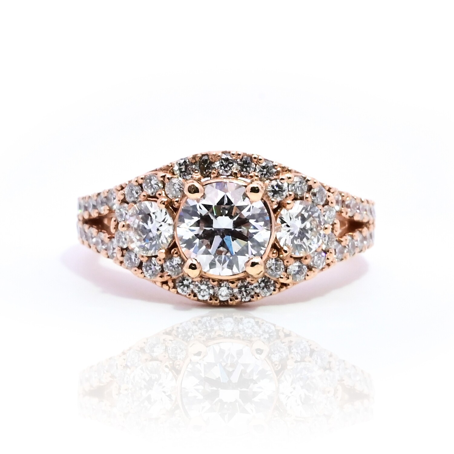 Rose Gold Trilogy Diamond Ring
