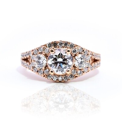 Rose Gold Trilogy Diamond Ring