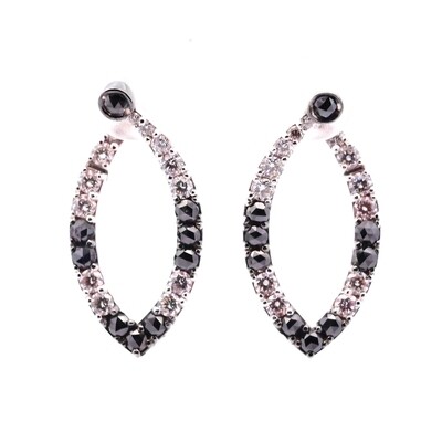 Black and White Diamond Twisted Hoop Earrings