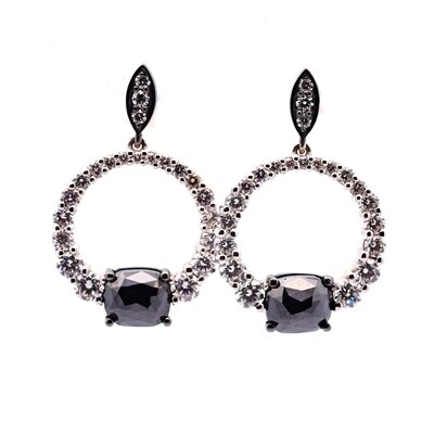 Rose Cut Black Diamond Drop Earrings
