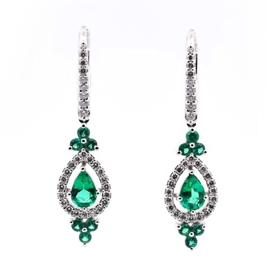 Emerald and Diamond Drop Earrings