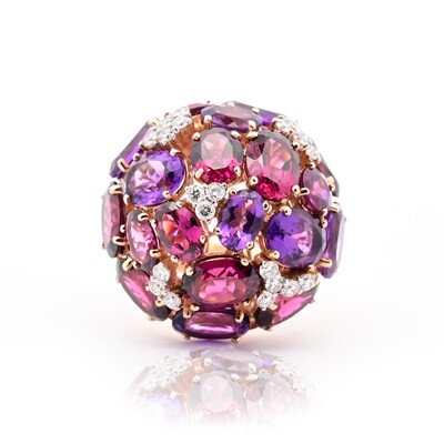 Amethyst and Rhodolite Cocktail Ring