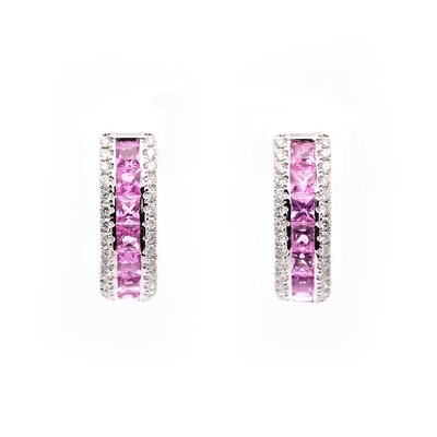 Pink Sapphire and Diamond Earrings
