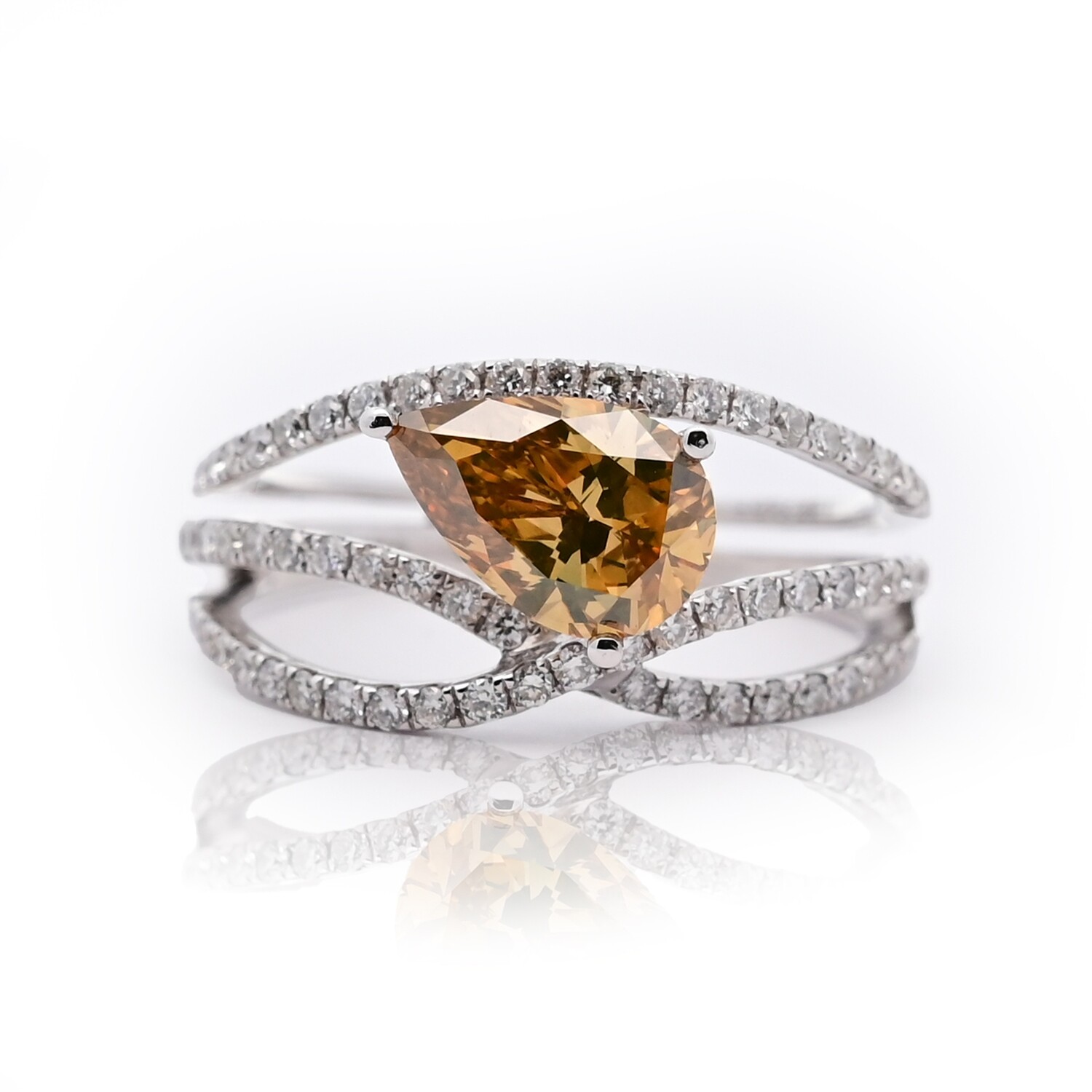 Pear Cut Cognac Diamond Ring