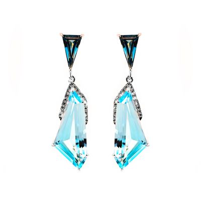 Sky Blue and London Topaz Drop Earrings