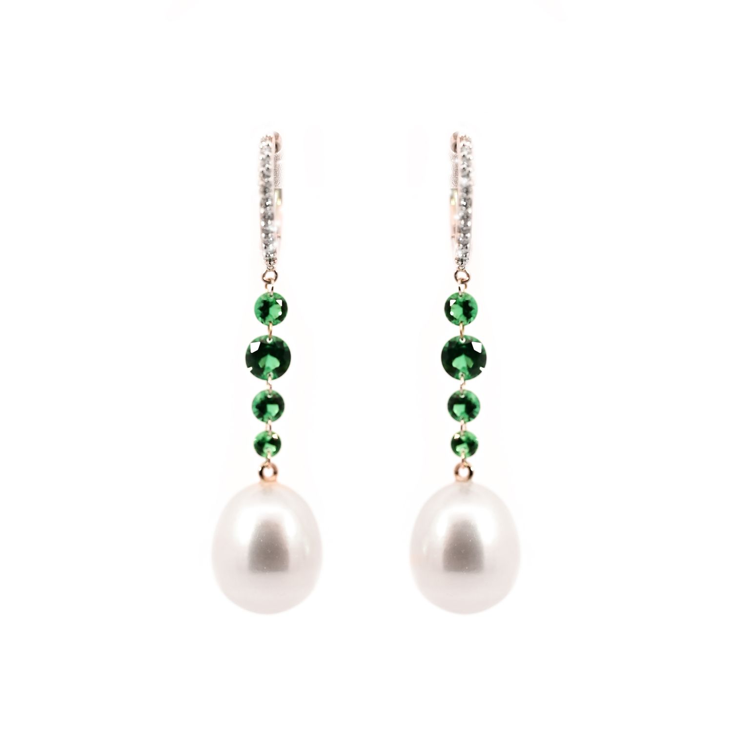 Emerald and Pearl drop Earrings