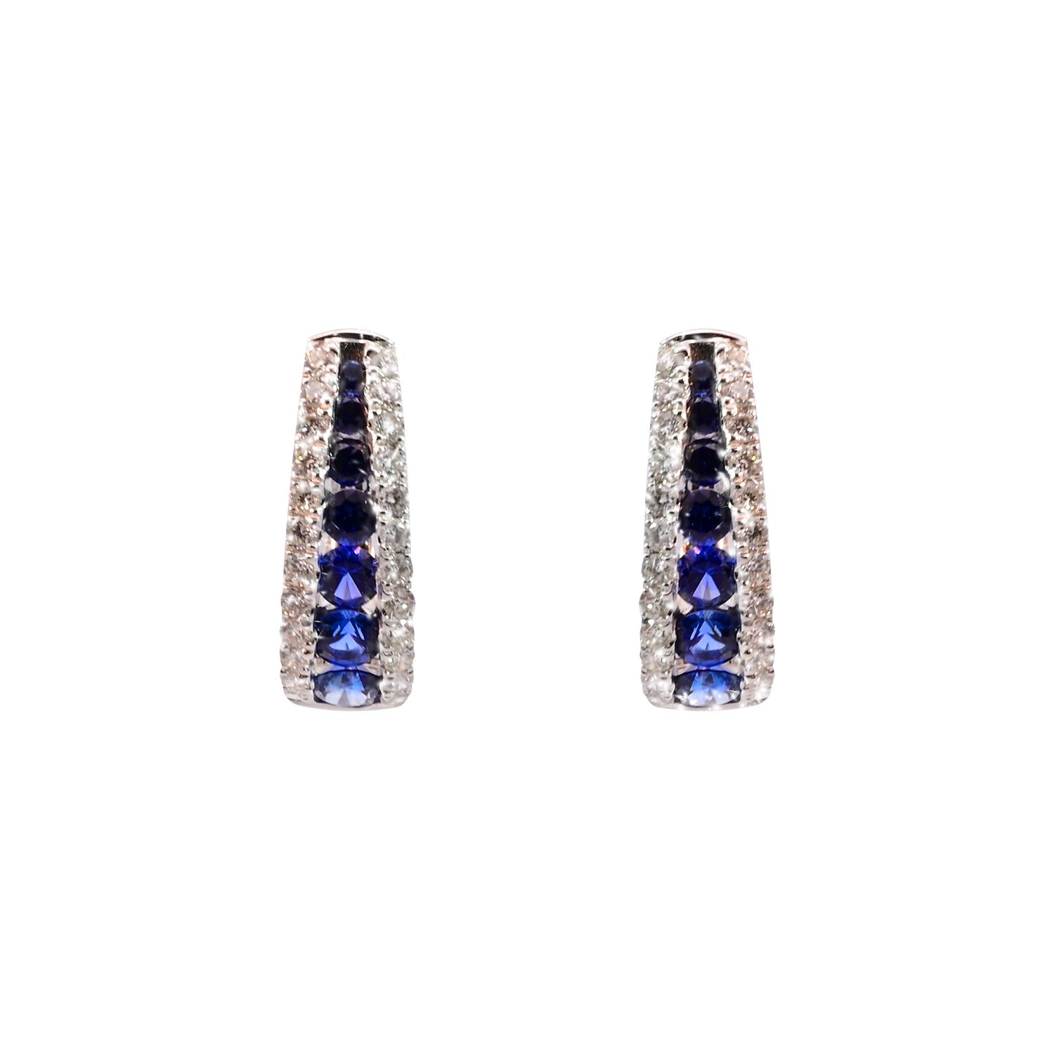 Sapphire and Diamond Hoop Earrings