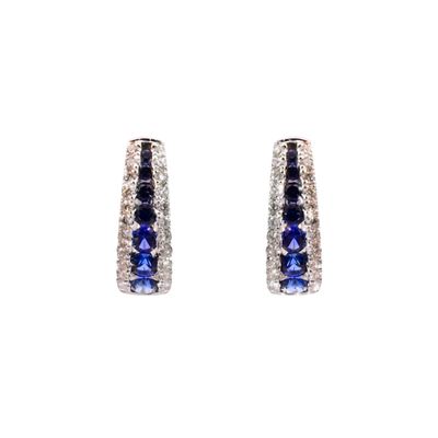 Sapphire and Diamond Hoop Earrings