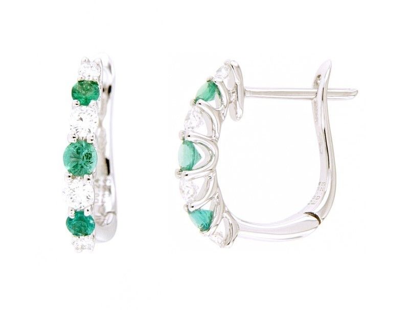 Diamond and Emerald Huggie Earrings