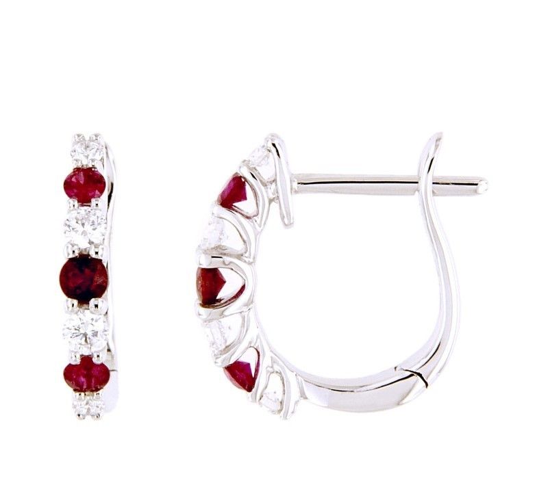 Ruby and Diamond Huggie Earrings