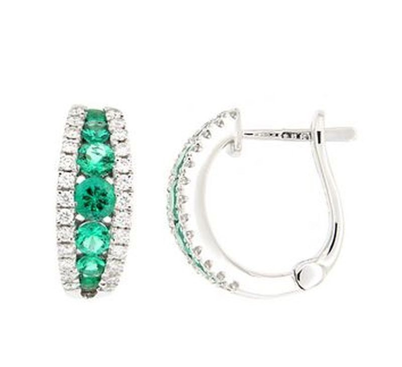 Emerald and Diamond Hoop Earrings