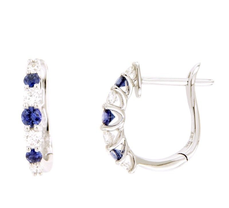 Sapphire and Diamond Huggie Earrings