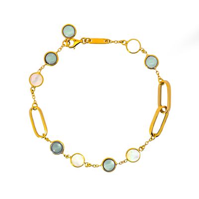 Gold Chalcedony and Mother of Pearl Bracelet