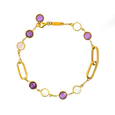 Gold Amethyst and Mother of Pearl Bracelet