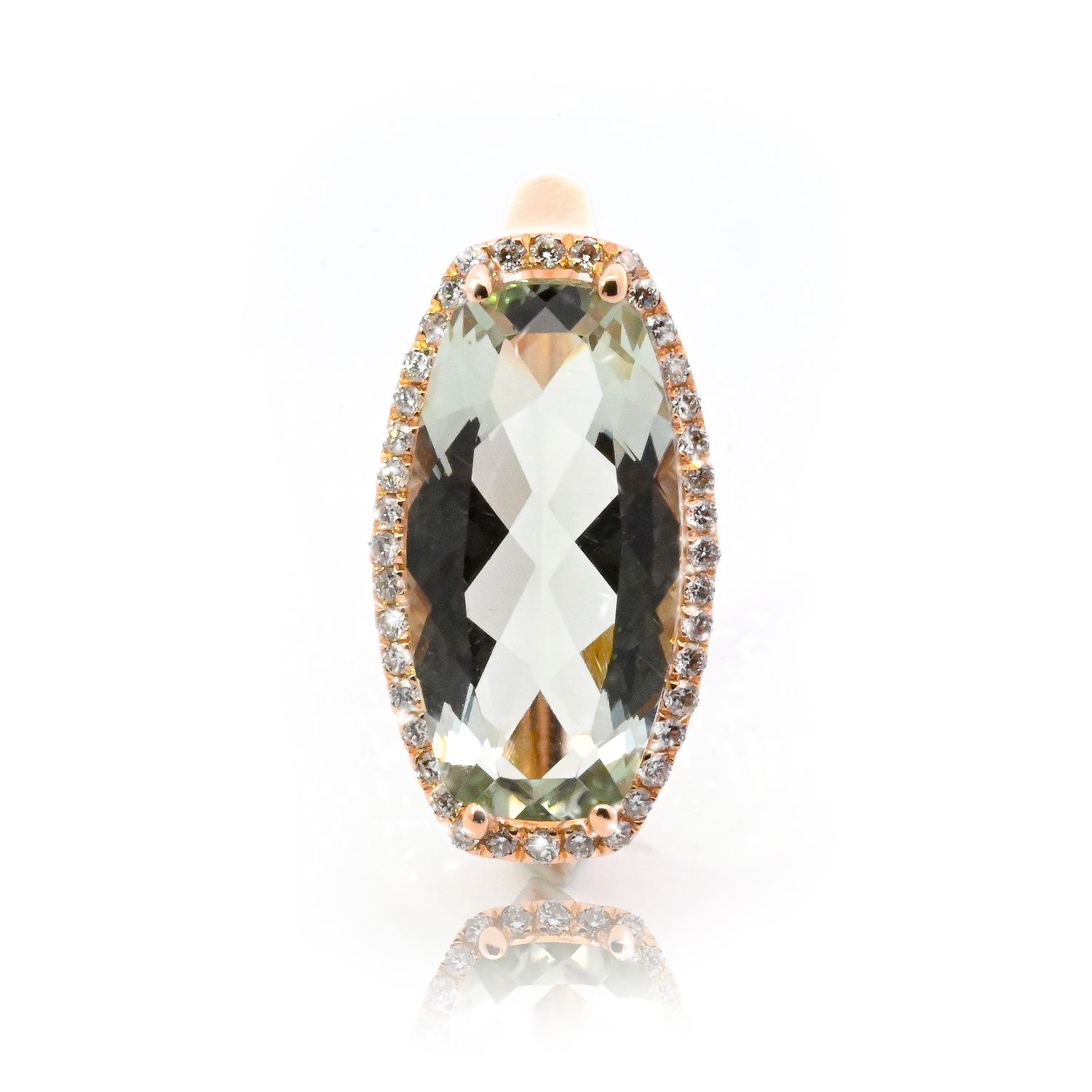 Mint Quartz and Diamond Rose Gold Ring