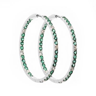 Emerald and Diamond Hoop Earrings