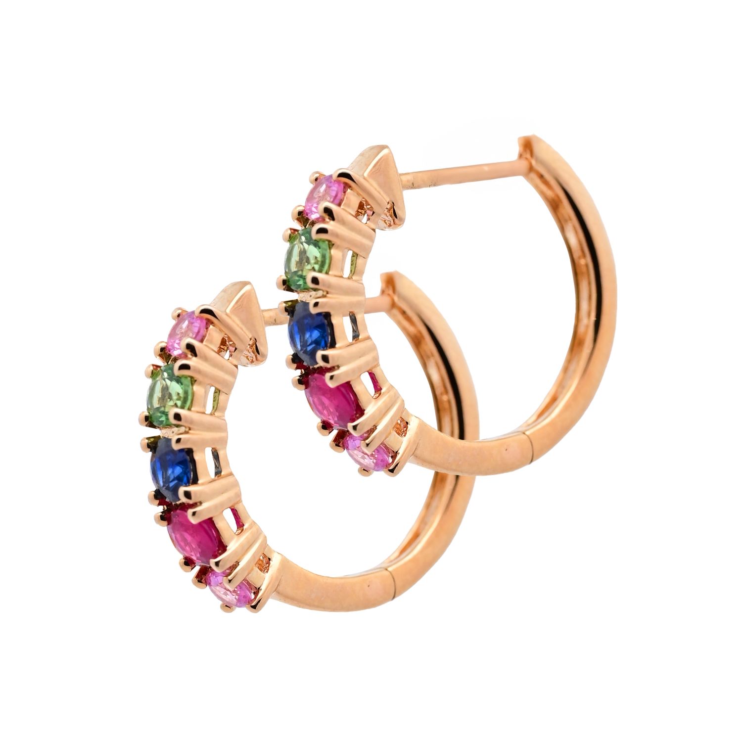 Multi-coloured Sapphire Hoop Earrings