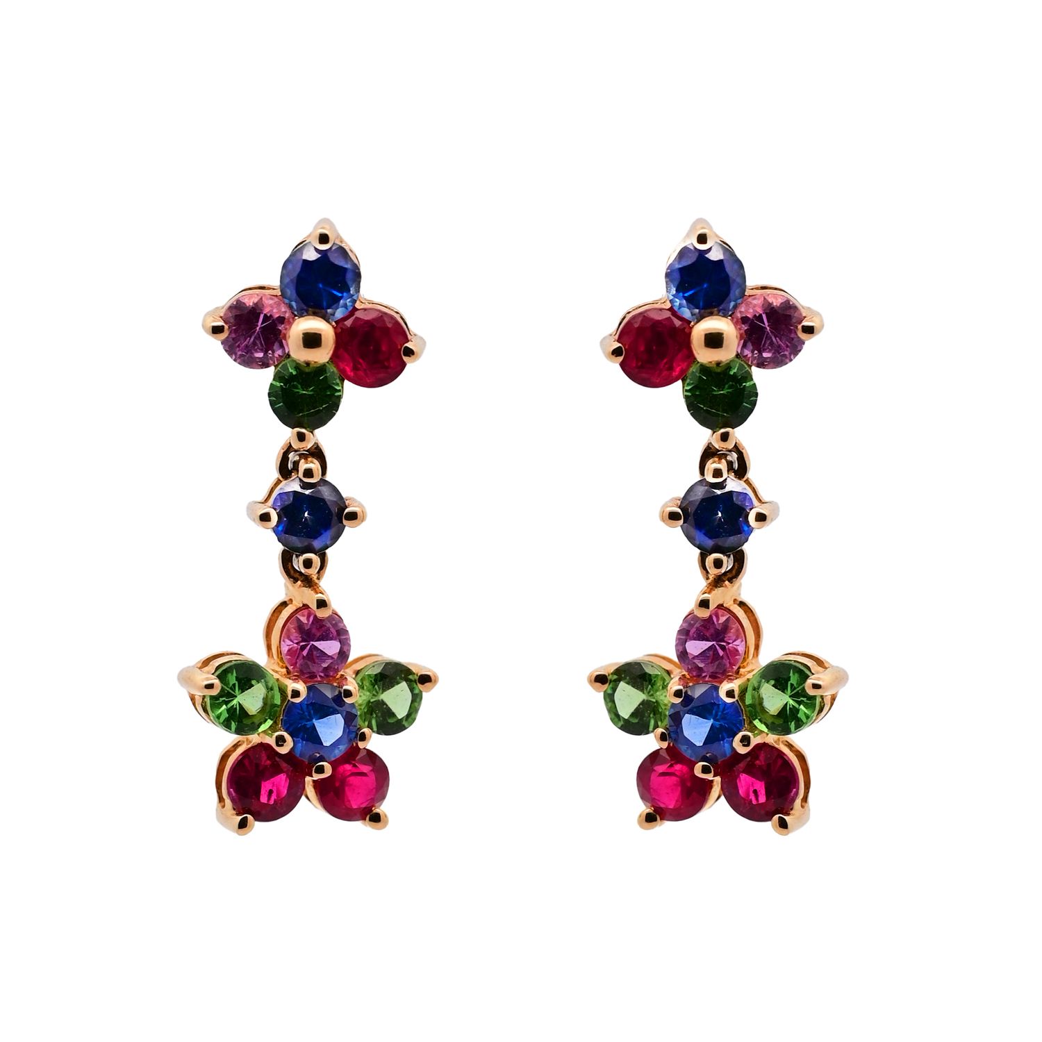 Multi-coloured Sapphire Drop Earrings