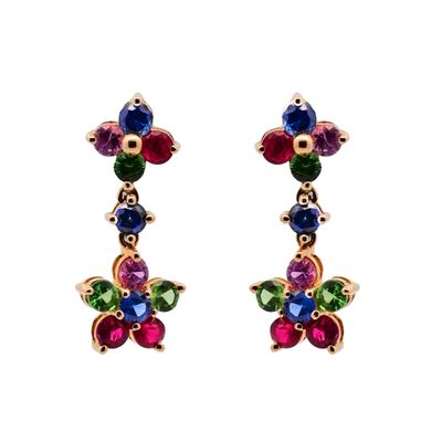 Multi-coloured Sapphire Drop Earrings