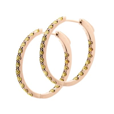 Yellow Diamond Hoop Earrings