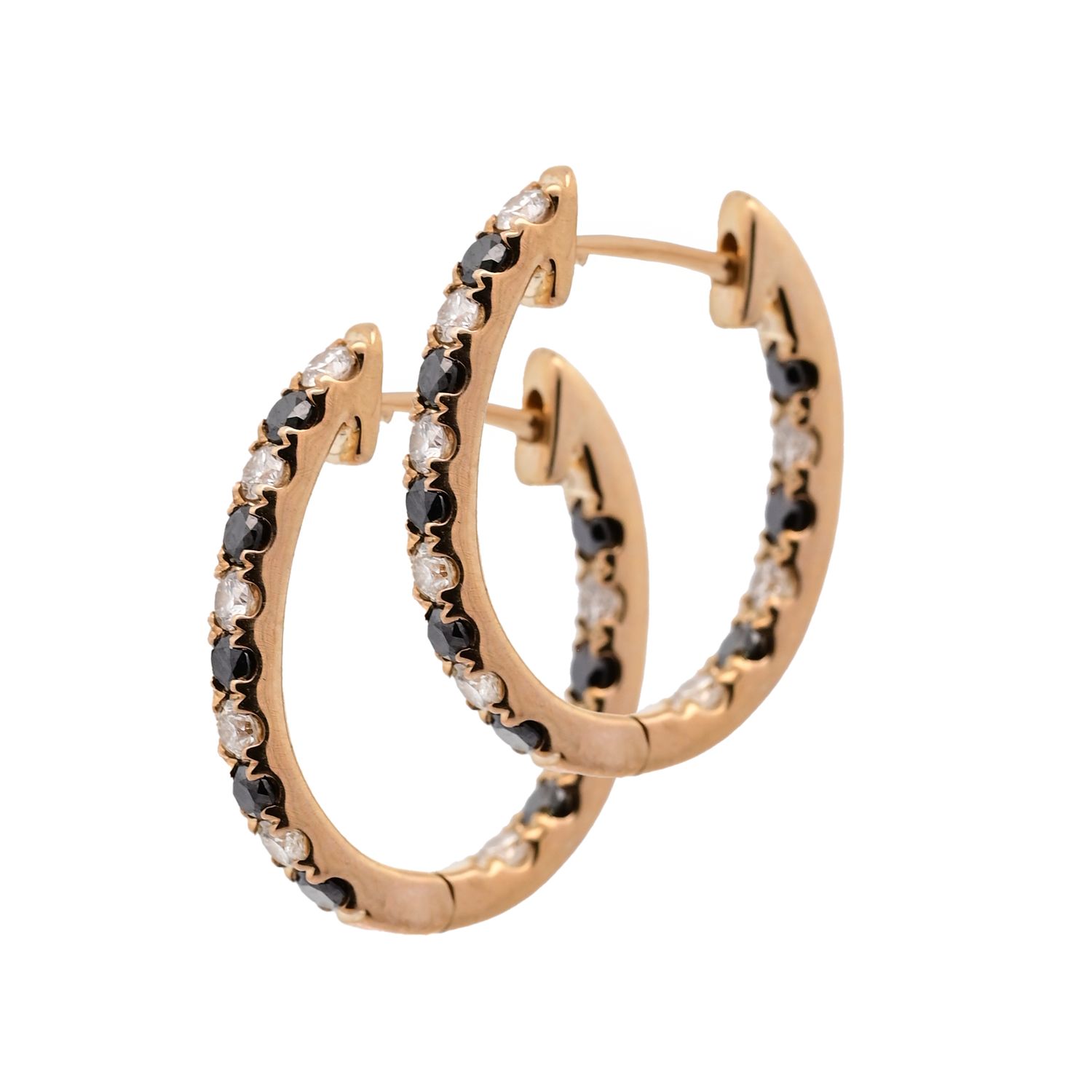 Black and White Diamond Hoop Earrings