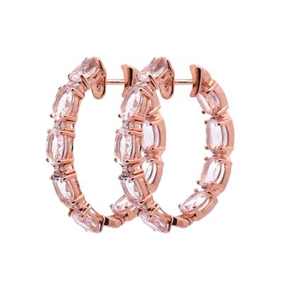 Morganite and Diamond Hoop Earrings