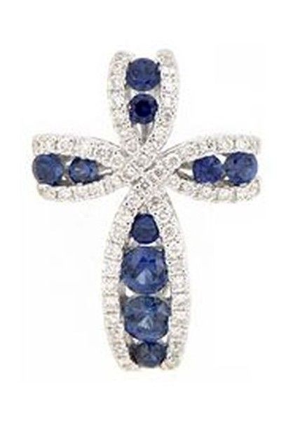 Sapphire and Diamond Cross Pendant