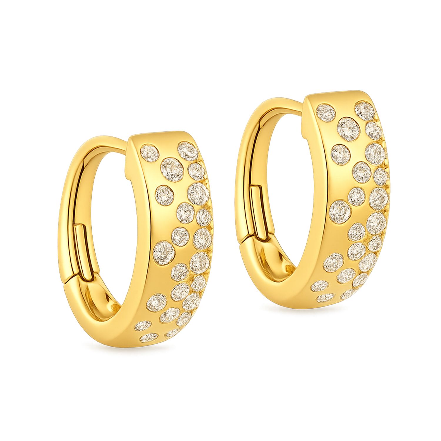 Yellow Gold Diamond Hoops