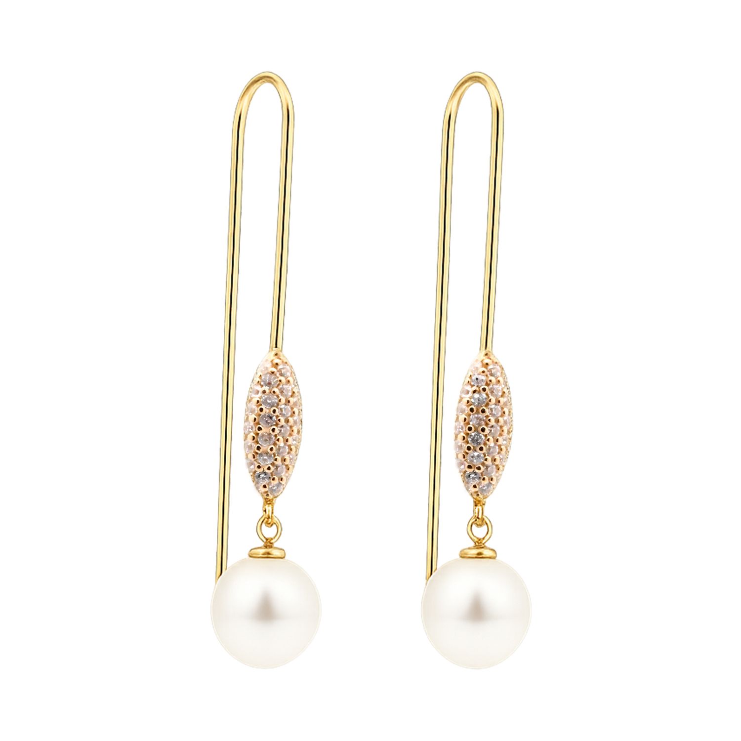 Yellow Gold Pearl Drop Earrings