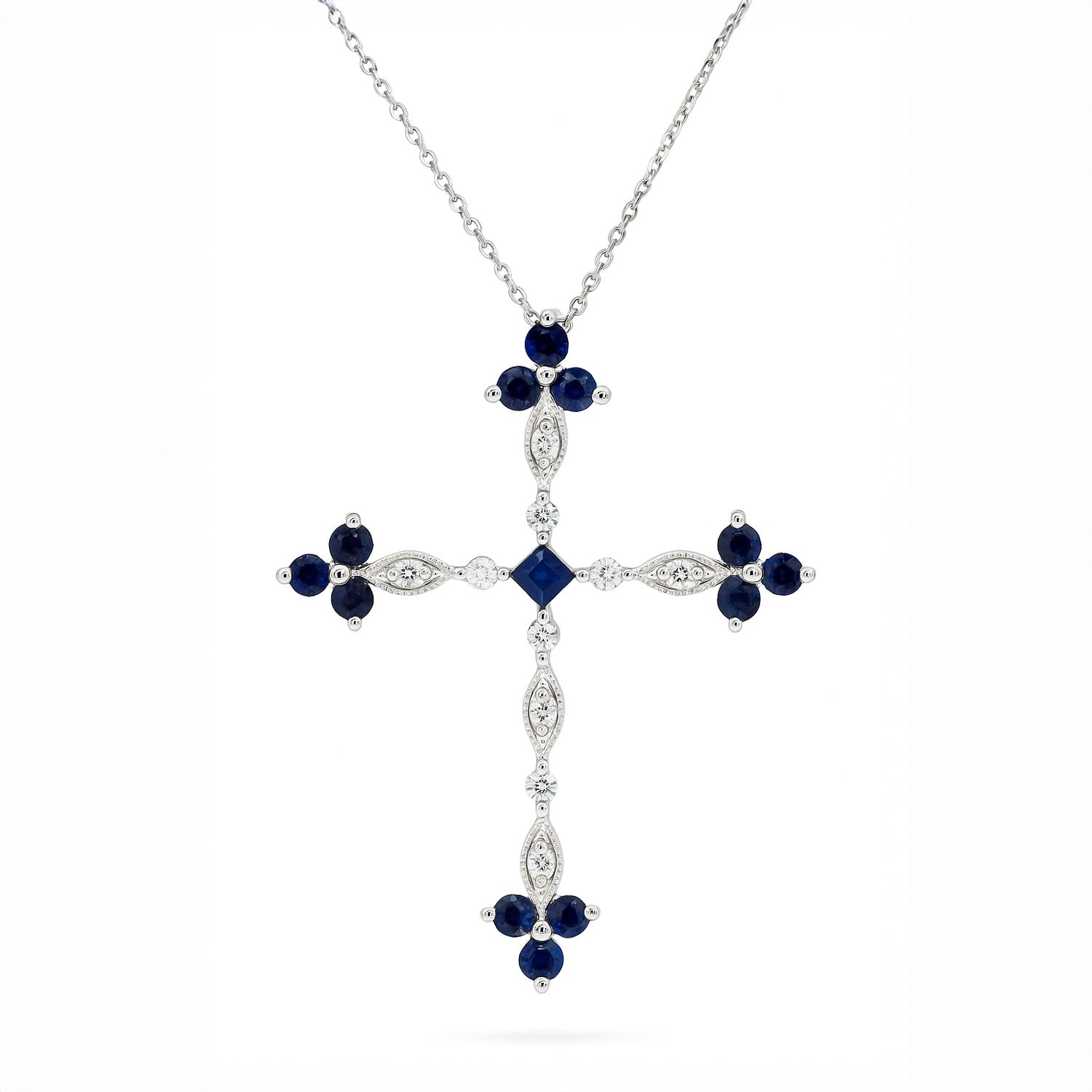 Sapphire and Diamond Cross Pendant