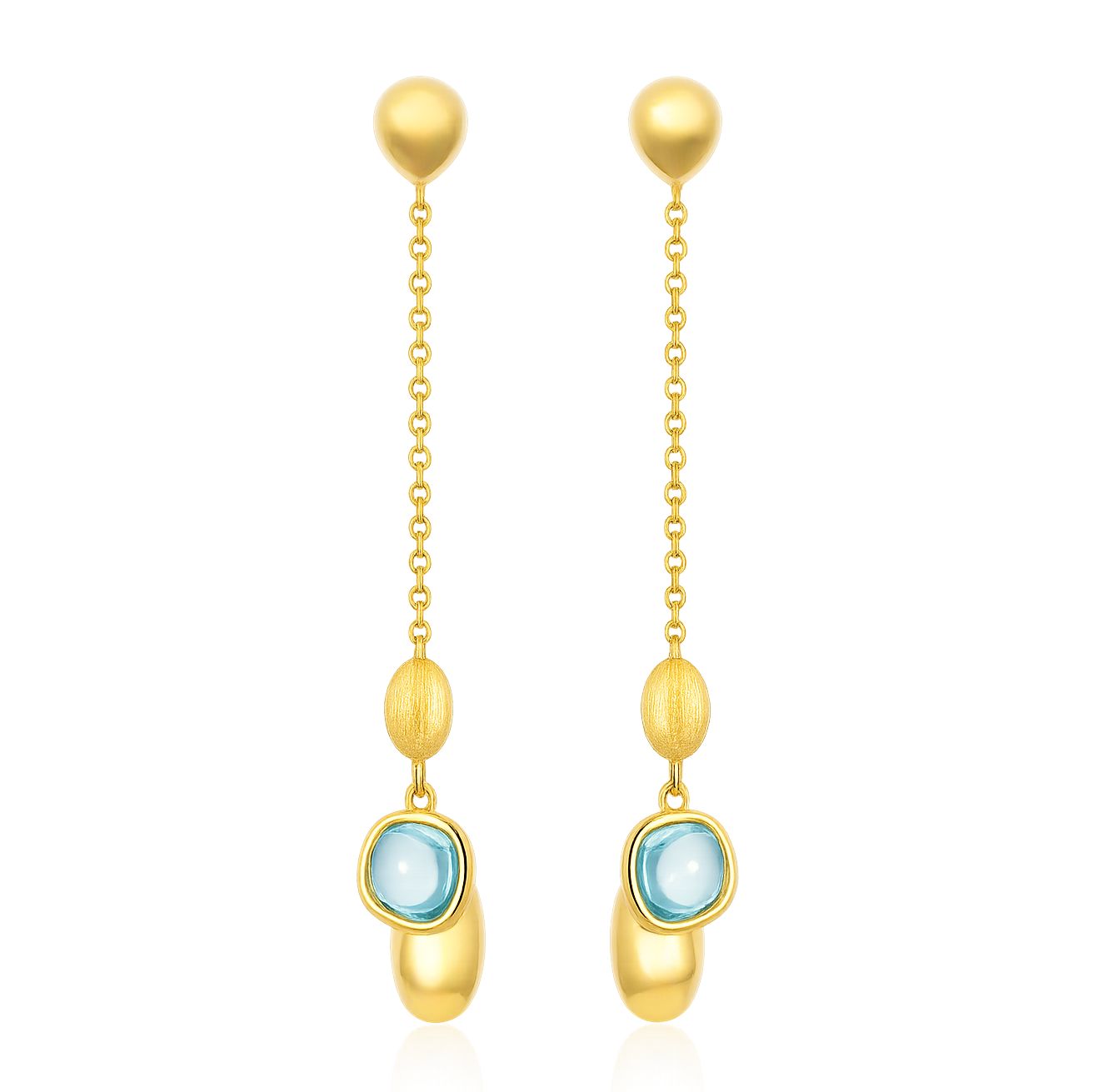 Yellow Gold and Topaz Drop Earrings
