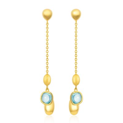 Yellow Gold and Topaz Drop Earrings