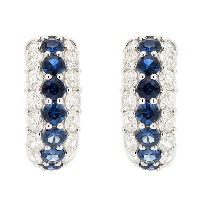 Sapphire and Diamond Hoop Earrings