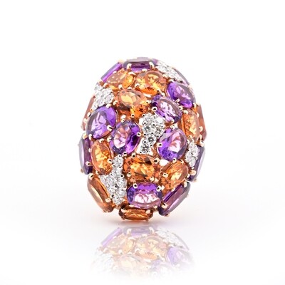 Citrine and Amethyst Cocktail Ring