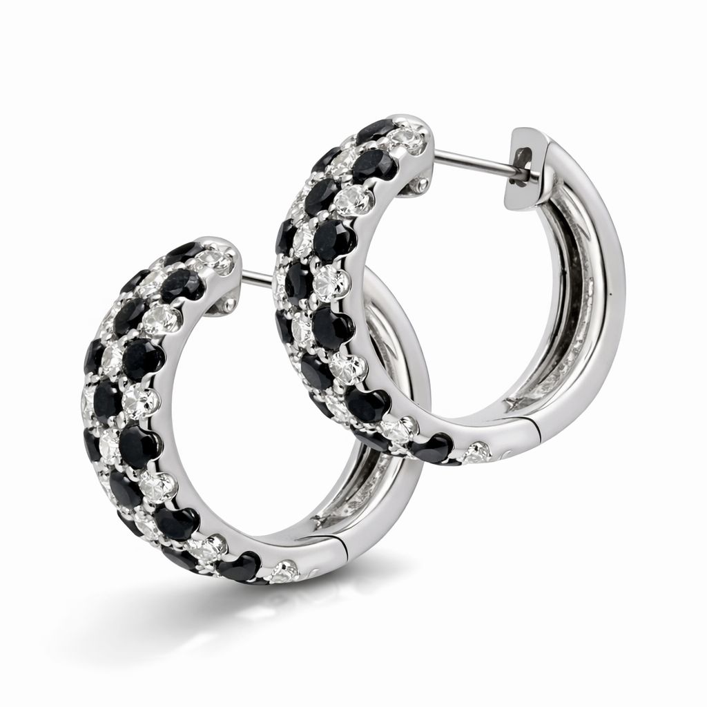 Black and White Diamond Hoops