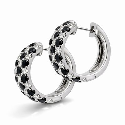 Black and White Diamond Hoops