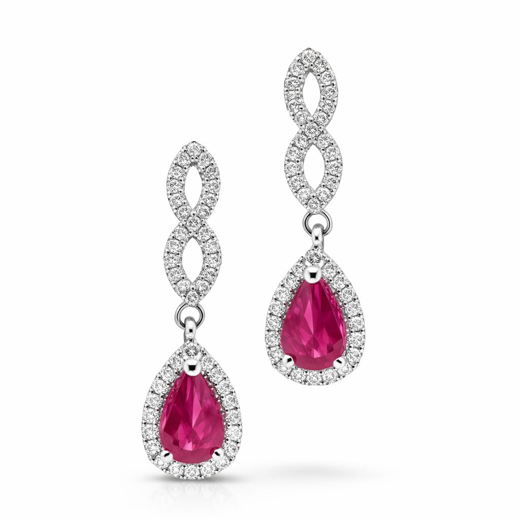 Ruby and Diamond drop earrings